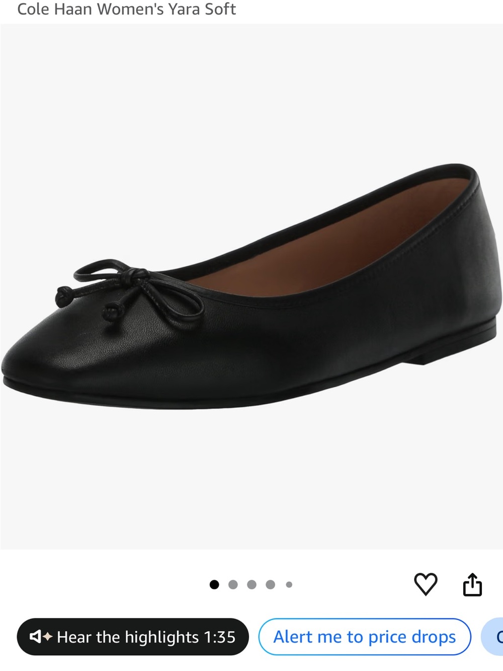 Cole Haan Black Leather Bow Ballet Flat